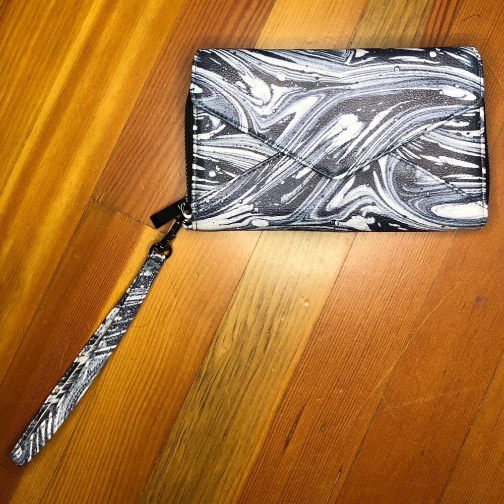 Xhilaration navy and white envelope wallet clutch OS